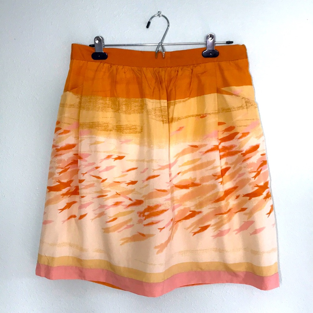 Anthropologie silk goldfish skirt